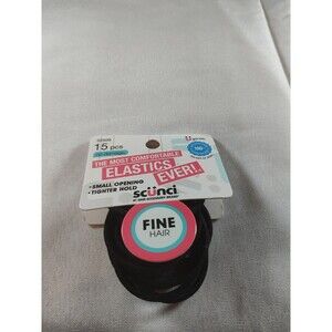 Scunci No Damage Fine Hair No Damage Hair Elastics, Brown, 15 Ct